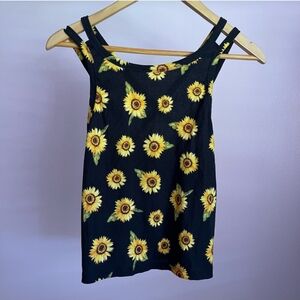💥Rue21 Sunflower Camisole CropTop Strappy Back Black/Yellow
